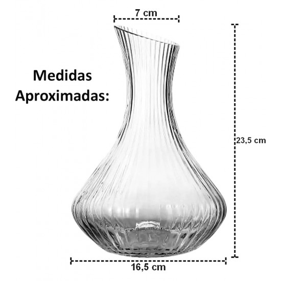 Jogo 7 Peças Decanter 1,7 Litros Com 6 Tacas 315ml Em Vidro